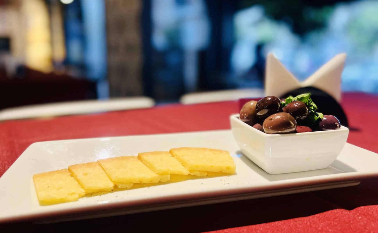 Gaeta PDO Black Olives with Pecorino Cheese & Honey, Mediterranean conviviality.