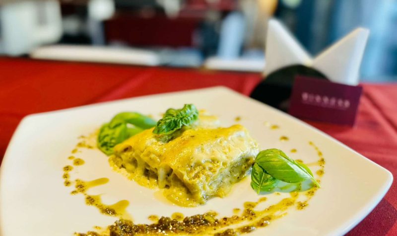 Basil Pesto Lasagna. 1 Lasagna with Basil Pesto is a first course of Ligurian origin with irresistible flavours.